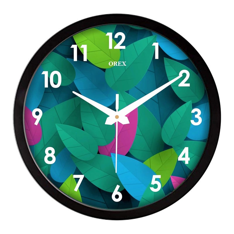 OREX OREX Plastic Modern Stylish Round Shape Wall Clock with Glass for Home/Kitchen/Living Room/Bedroom/Office - 12 inch with Black Ring (OC-003a)  - Image 1