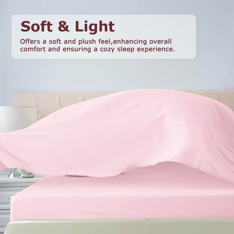 Homilay Twin Size Bed Sheet Set - 3 Piece Soft Microfiber Sheets with Deep Pockets, Cooling Technology, and Wrinkle-Free Pillowcase. Hotel-Quality, Durable Bedding, Light Pink - Image 2