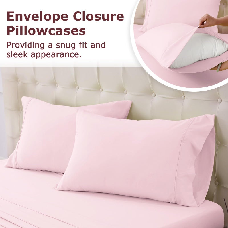Homilay Twin Size Bed Sheet Set - 3 Piece Soft Microfiber Sheets with Deep Pockets, Cooling Technology, and Wrinkle-Free Pillowcase. Hotel-Quality, Durable Bedding, Light Pink - Image 5