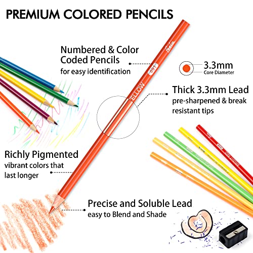 feela 152 Colored Pencils with Pencil Sharpener Premium Soft Core Colors Pencils Set for Adult Coloring Books - Image 2