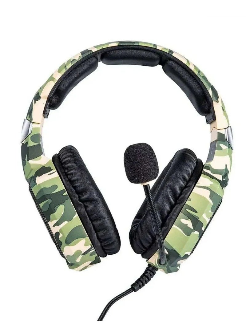 أونيكوما سماعة ألعاب ستيريو ONIKUMA K8 مع ميكروفون وعناصر تحكم للكمبيوتر الشخصي وPS4 وXbox والهواتف المحمولة (أخضر مموه) - Image 3