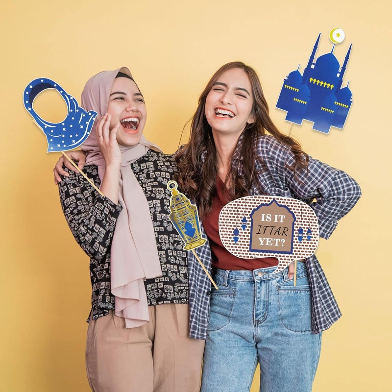 ARS 24pcs Ramadan Mubarak Photo Booth Props, Muslim Islamic Party Photo Booth, Eid Mubarak Party Decoration - Image 3