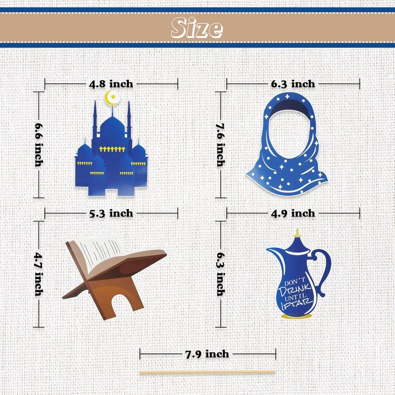 ARS 24pcs Ramadan Mubarak Photo Booth Props, Muslim Islamic Party Photo Booth, Eid Mubarak Party Decoration - Image 2
