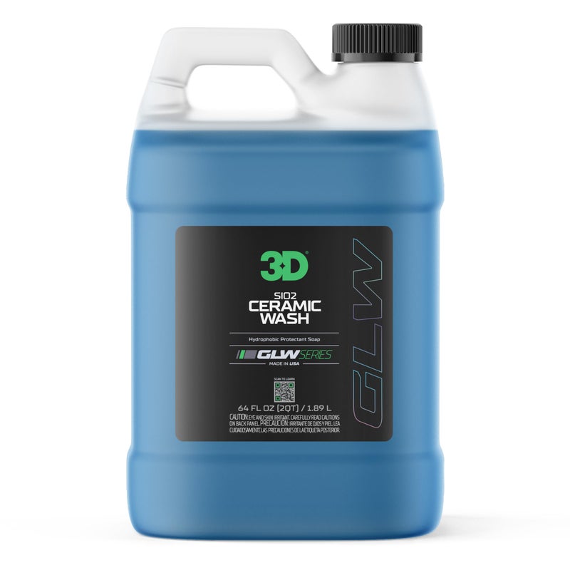 3D SiO2 Ceramic Wash & Wax Soap GLW Series â€“ pH Neutral Car Shampoo with Hydrophobic Protection & Deep Gloss | SiO2 Coating | Scratch-Free Detailing |1 Gallon/64 oz - Image 1