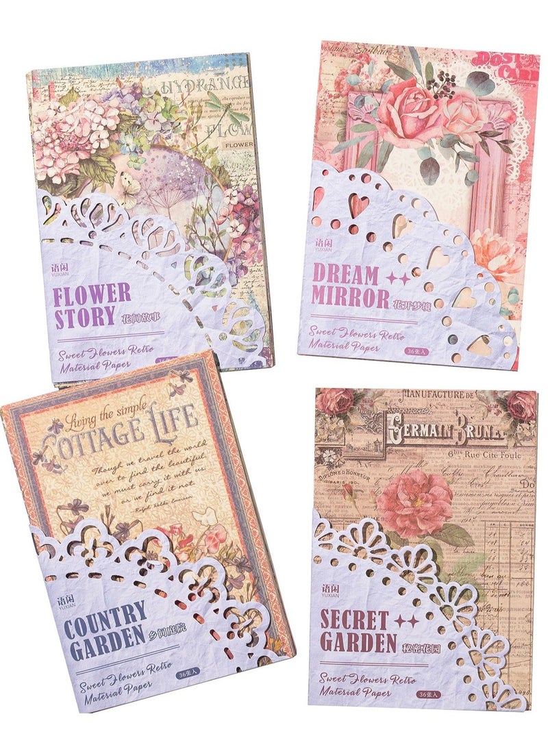Y&D 144 Pcs Vintage Scrapbook Paper for Scrapbooking, Aesthetic Art Journaling Kit Bullet Journals, Background Decorative Paper, Crafts DIY - Image 1