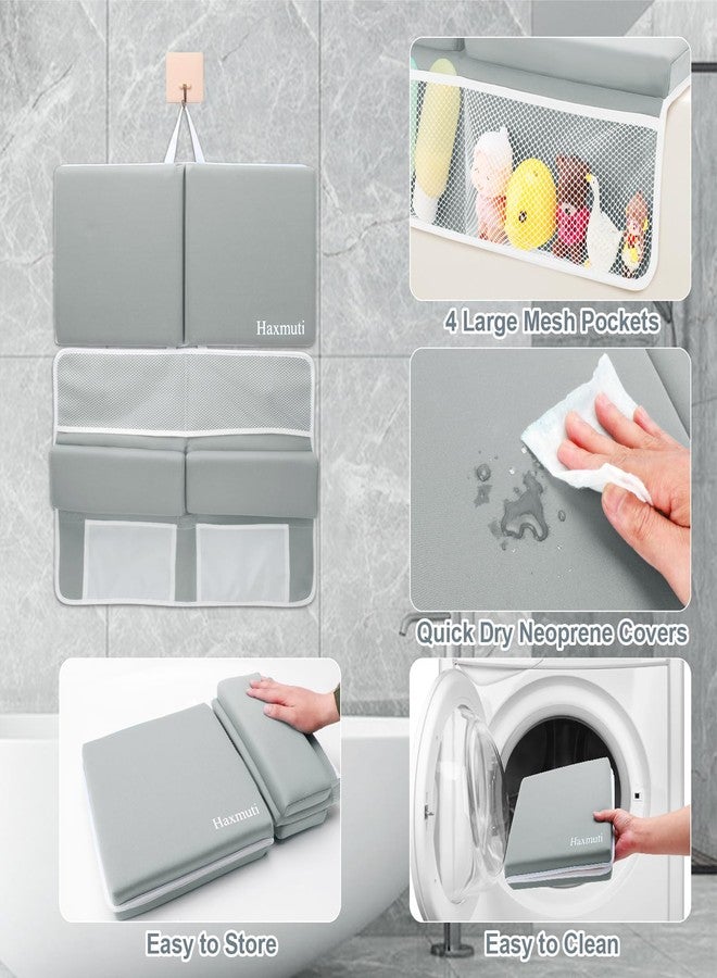 Haxmuti Bath Kneeler and Elbow Rest Pad Set, Thick and Quick Dry Kneeling Pad Support for Knee and Arm, Extra Large Baby Bath Kneeler Pads Bathtub Mat with Toys Organizer for Baby Bath Time, Grey - Image 5