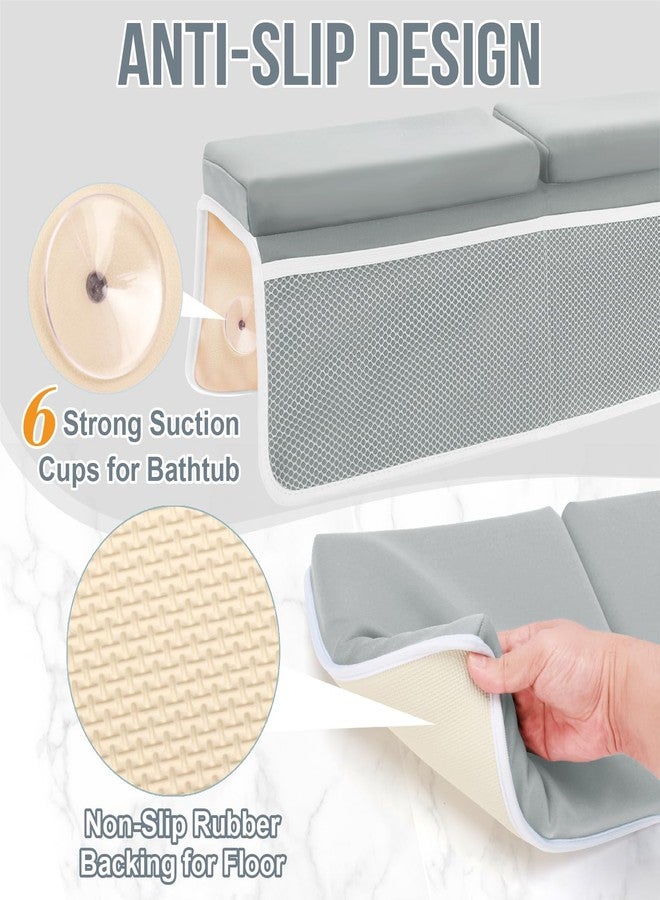 Haxmuti Bath Kneeler and Elbow Rest Pad Set, Thick and Quick Dry Kneeling Pad Support for Knee and Arm, Extra Large Baby Bath Kneeler Pads Bathtub Mat with Toys Organizer for Baby Bath Time, Grey - Image 2