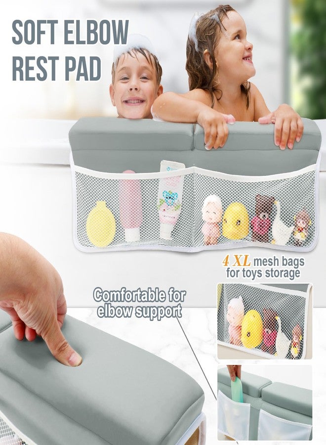 Haxmuti Bath Kneeler and Elbow Rest Pad Set, Thick and Quick Dry Kneeling Pad Support for Knee and Arm, Extra Large Baby Bath Kneeler Pads Bathtub Mat with Toys Organizer for Baby Bath Time, Grey - Image 3