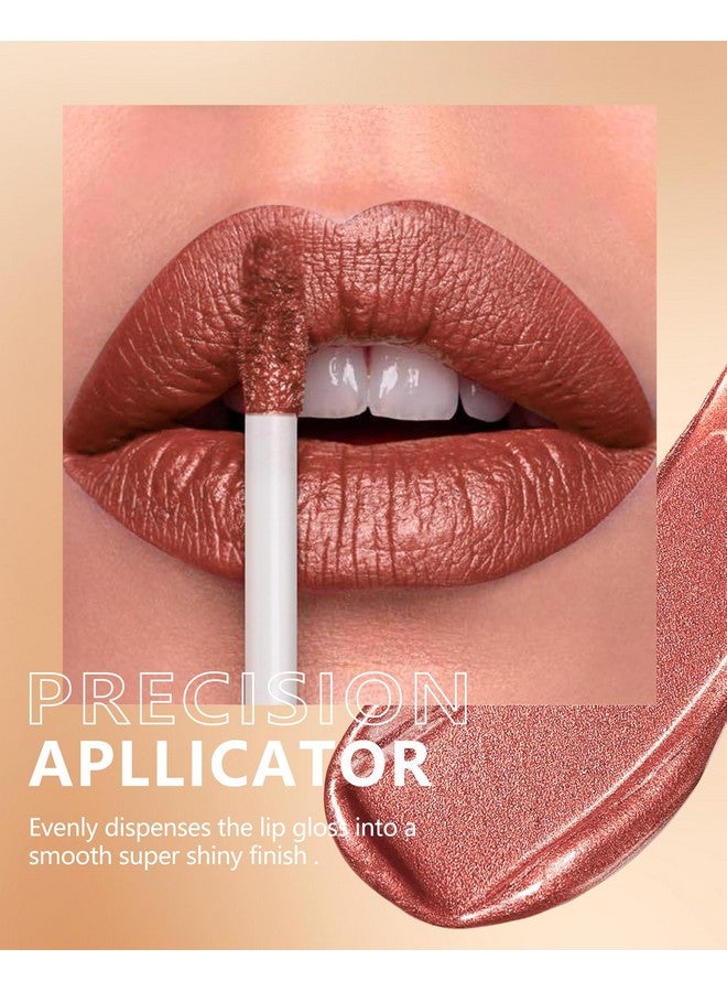 MAKI YIKA Metallic Lipsticks Long Lasting Brown Lipstick for Women, High Shine Glitter Lipstick No Smudge Transferproof iquid Lip Gloss (BR09 Celebration) - Image 4