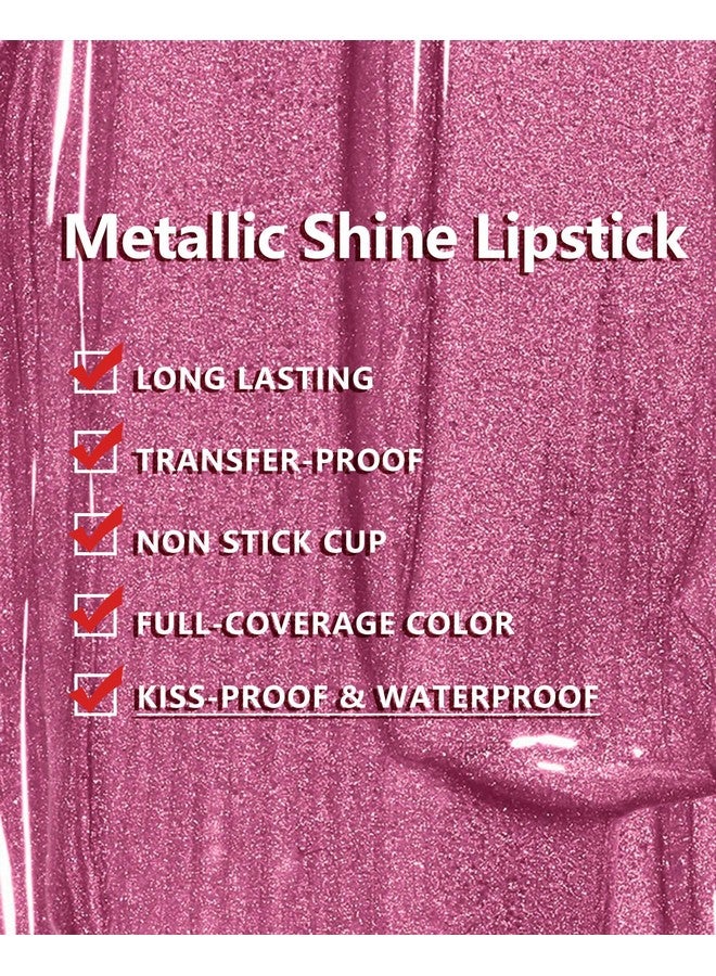 MAKI YIKA Metallic Lipsticks Long Lasting Brown Lipstick for Women, High Shine Glitter Lipstick No Smudge Transferproof iquid Lip Gloss (BR09 Celebration) - Image 5