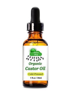 Nature Drop Organic Castor Oil,1 oz - 100% USDA Certified Pure Cold Pressed Hexane free - Best oil Growth For Eyelashes, Hair, Eyebrows, Face and Skin, Triple Filtered, Great for Acne