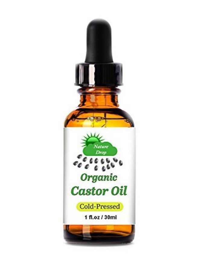 Nature Drop - Nature Drop Organic Castor Oil,1 oz - 100% USDA Certified Pure Cold Pressed Hexane free - Best oil Growth For Eyelashes, Hair, Eyebrows, Face and Skin, Triple Filtered, Great for Acne - Image 1