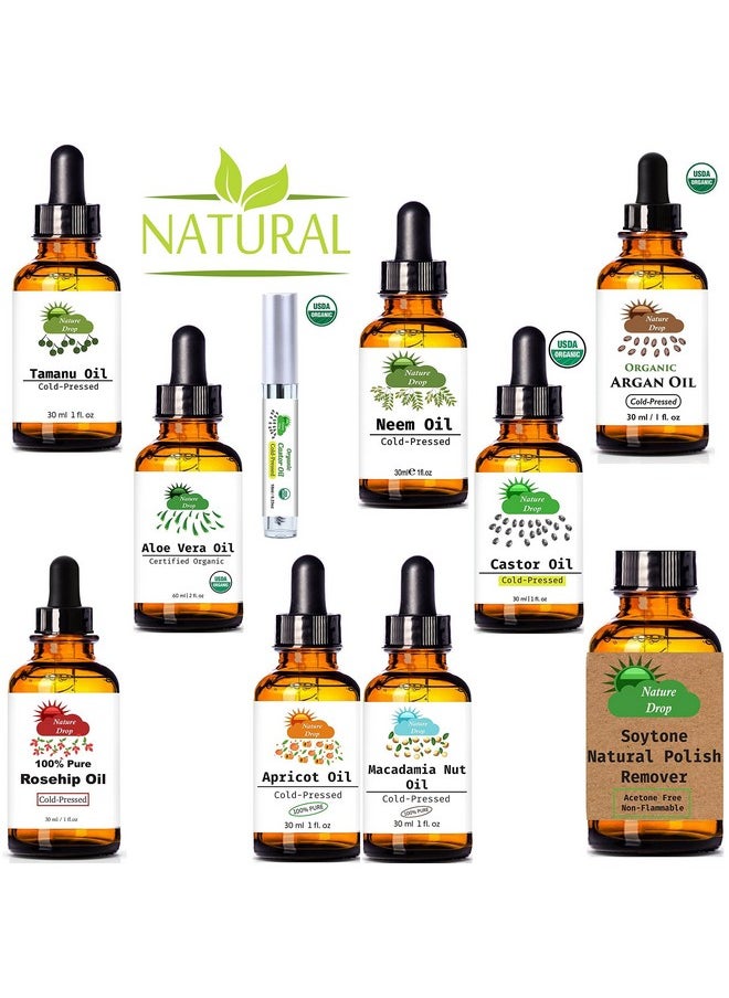 Nature Drop - Nature Drop Organic Castor Oil,1 oz - 100% USDA Certified Pure Cold Pressed Hexane free - Best oil Growth For Eyelashes, Hair, Eyebrows, Face and Skin, Triple Filtered, Great for Acne - Image 1