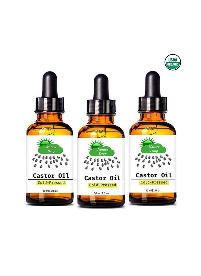 Nature Drop - Nature Drop Organic Castor Oil,1 oz - 100% USDA Certified Pure Cold Pressed Hexane free - Best oil Growth For Eyelashes, Hair, Eyebrows, Face and Skin, Triple Filtered, Great for Acne - Image 1