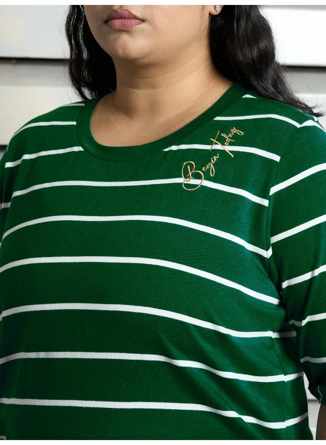 هاي ستار تيشيرت نسائي مقاس كبير أخضر - أنيق وكاجوال