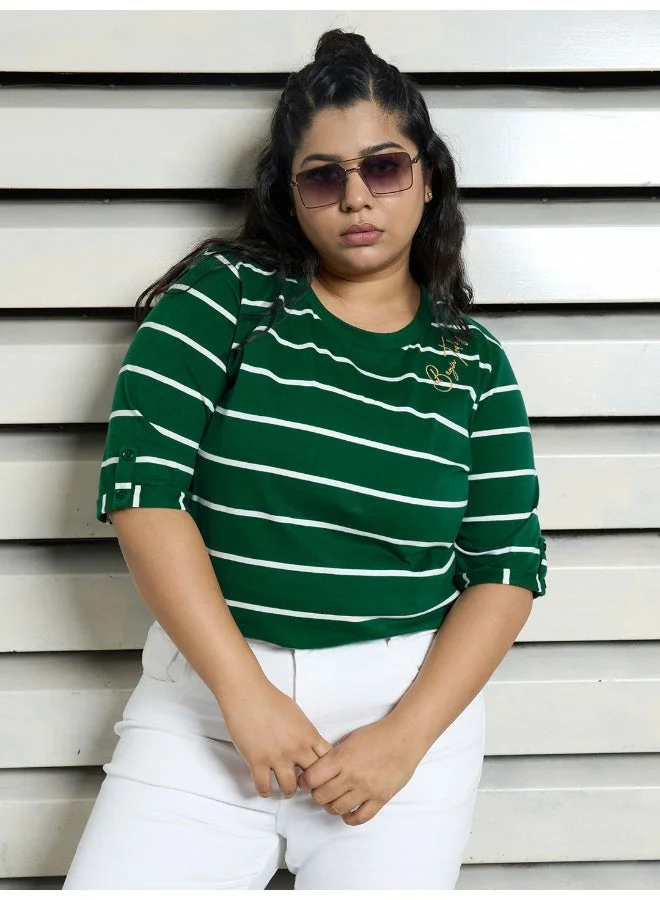 هاي ستار تيشيرت نسائي مقاس كبير أخضر - أنيق وكاجوال