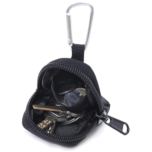 GMYIAK Coin Purse with Zipper, Change Purses Small Organizer Bags Canvas for Home, Coin Purse Keychain Pockets for Waist Pack (Black) - Image 1