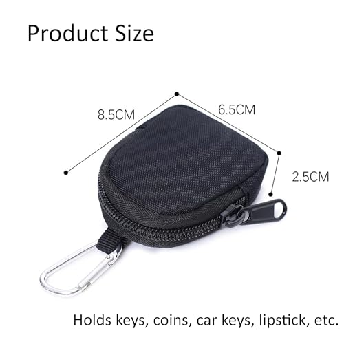 GMYIAK Coin Purse with Zipper, Change Purses Small Organizer Bags Canvas for Home, Coin Purse Keychain Pockets for Waist Pack (Black) - Image 2