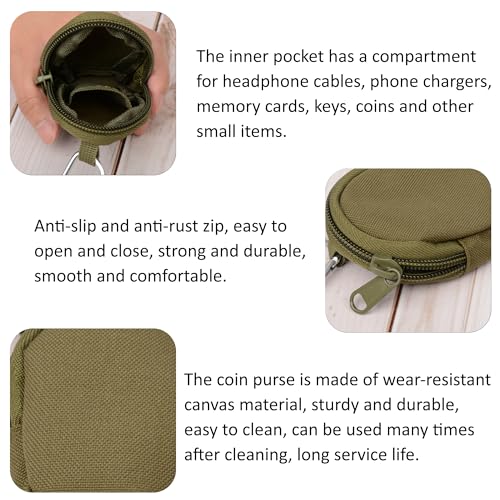 GMYIAK Coin Purse with Zipper, Change Purses Small Organizer Bags Canvas for Home, Coin Purse Keychain Pockets for Waist Pack (Black) - Image 4