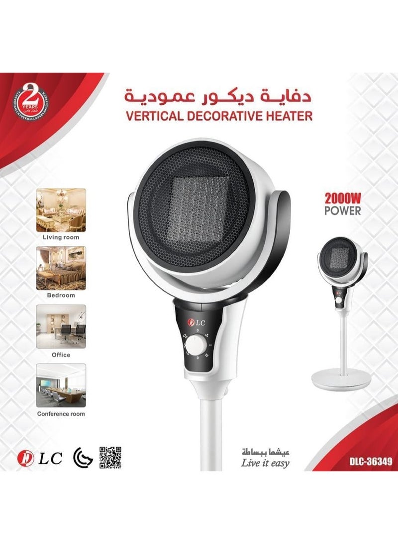 LC Vertical Electric Fan Heater 2000W – White, Pedestal, Indoor DLC-36349 - Image 3