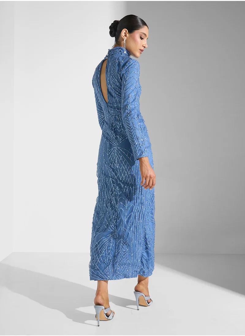 Ella Limited Edition High Neck Bodycon Shimmer  Dress