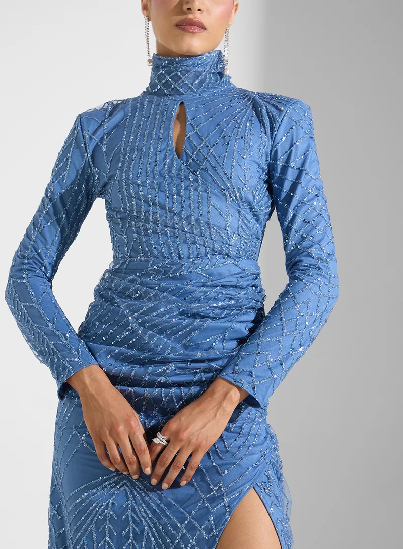 Ella Limited Edition High Neck Bodycon Shimmer  Dress