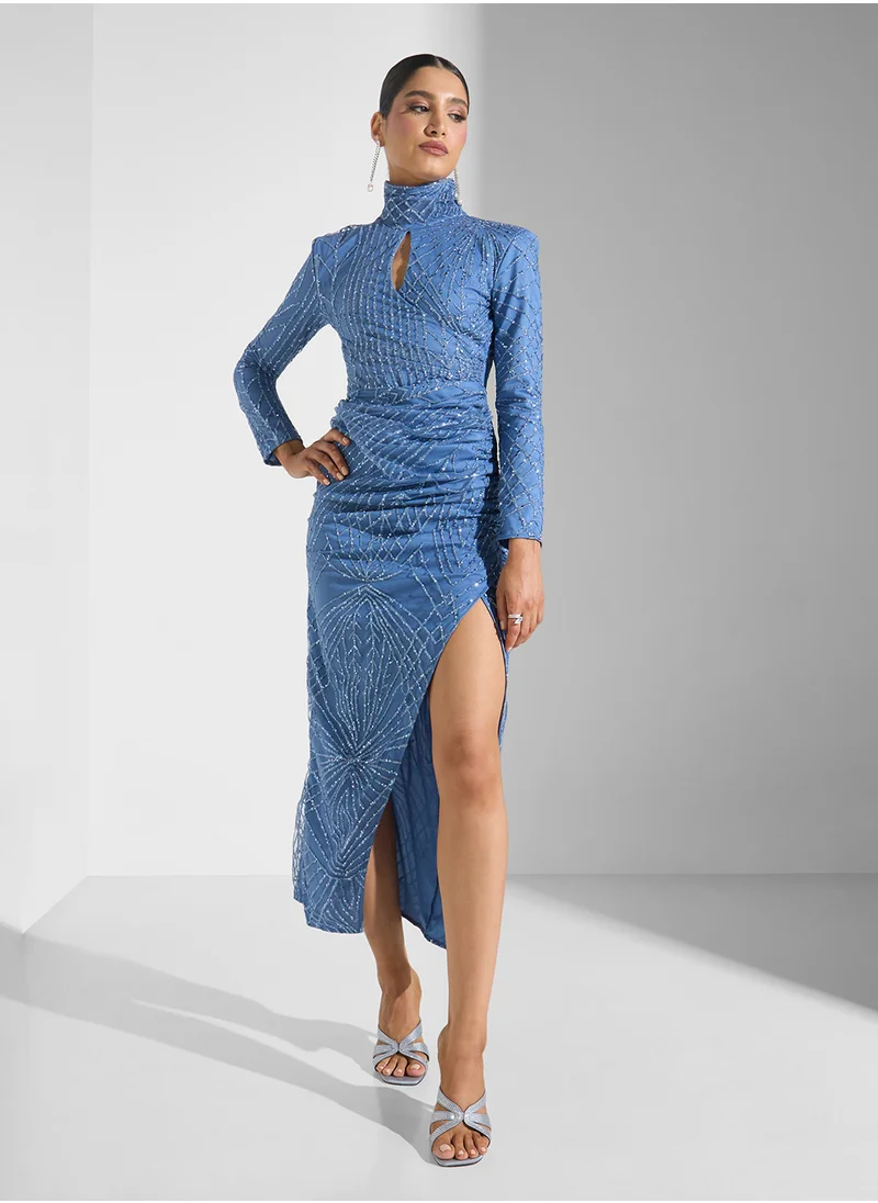Ella Limited Edition High Neck Bodycon Shimmer  Dress