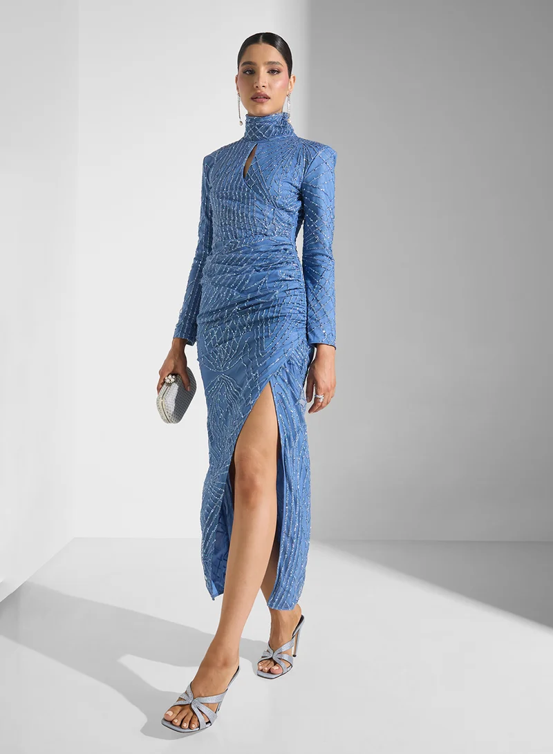 Ella Limited Edition High Neck Bodycon Shimmer  Dress
