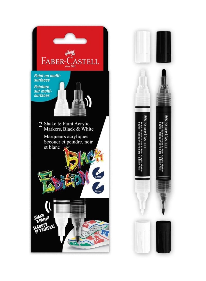 FABER-CASTELL علامات الطلاء والألوان الأكريليكية السوداء - إصدار من قطعتين باللونين الأسود والأبيض - Image 1
