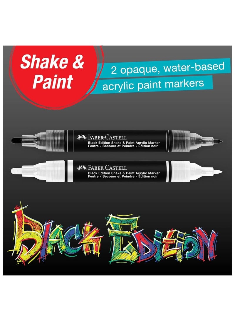 FABER-CASTELL علامات الطلاء والألوان الأكريليكية السوداء - إصدار من قطعتين باللونين الأسود والأبيض - Image 4