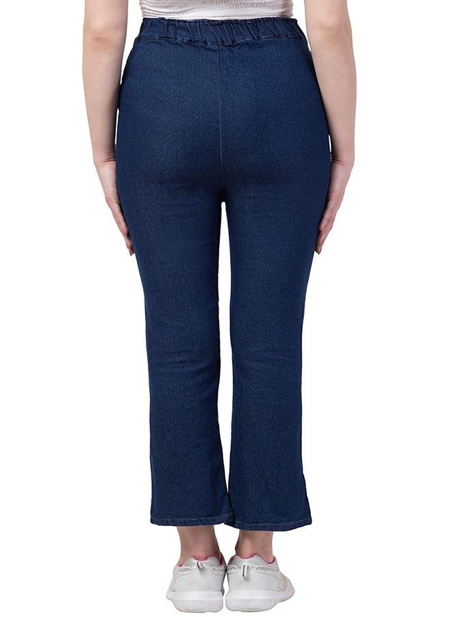 V3E Girl's Regular Fit Jeans Casual Denim Palazzo (Dark Blue,28)-(Pack of 02) - Image 3