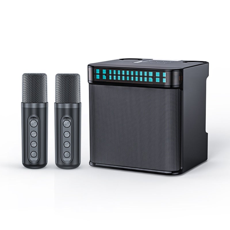 Karaoke Machine Handheld Wireless Speaker with 2 Microphone TF Card LED Colorful Light BT Portable Speaker Set Rechargeable 10W HIFI Stereo Sound Effect for Birthday Party Home KTV - Image 1