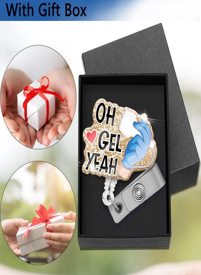 XQLZY Oh Gel Yeah Glitter Badge Holder, Cute Ultrasound Instrument Nurse Office ID Tag Card Badge Holder, Christmas Birthday Graduation Gift for Ultrasound Technician Doctor Nurse MD PA RN - Image 4