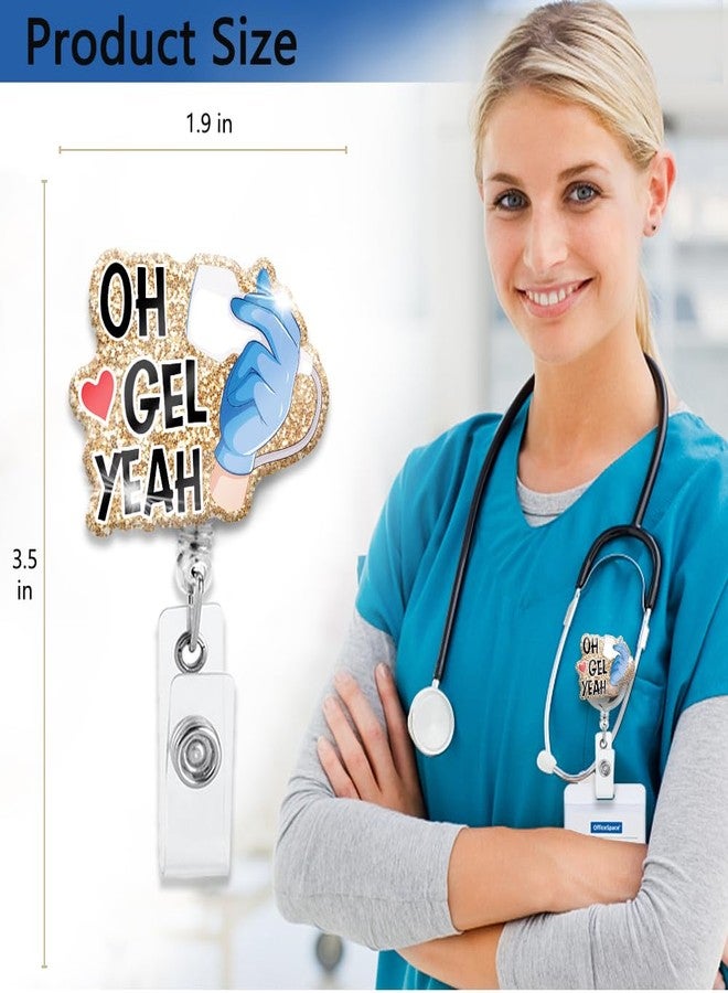 XQLZY Oh Gel Yeah Glitter Badge Holder, Cute Ultrasound Instrument Nurse Office ID Tag Card Badge Holder, Christmas Birthday Graduation Gift for Ultrasound Technician Doctor Nurse MD PA RN - Image 2