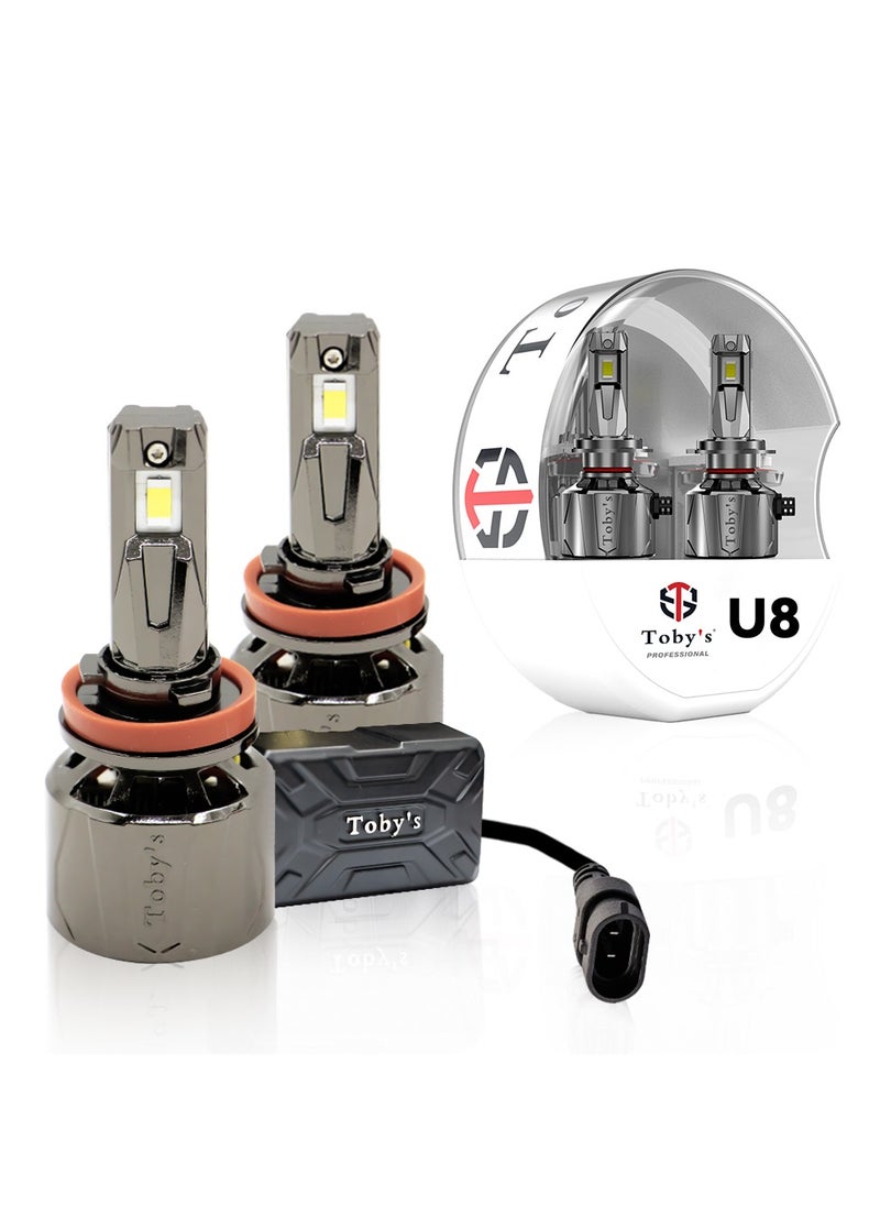 Toby's Toby's New Launch 2024 Upgraded U8-H11 LED Headlight with 150W/Pair Power 15000LM/Pair Lumens, Color Temperature 6500K Plug and Play, Non-Polarity, Fog Headlight  - Image 1