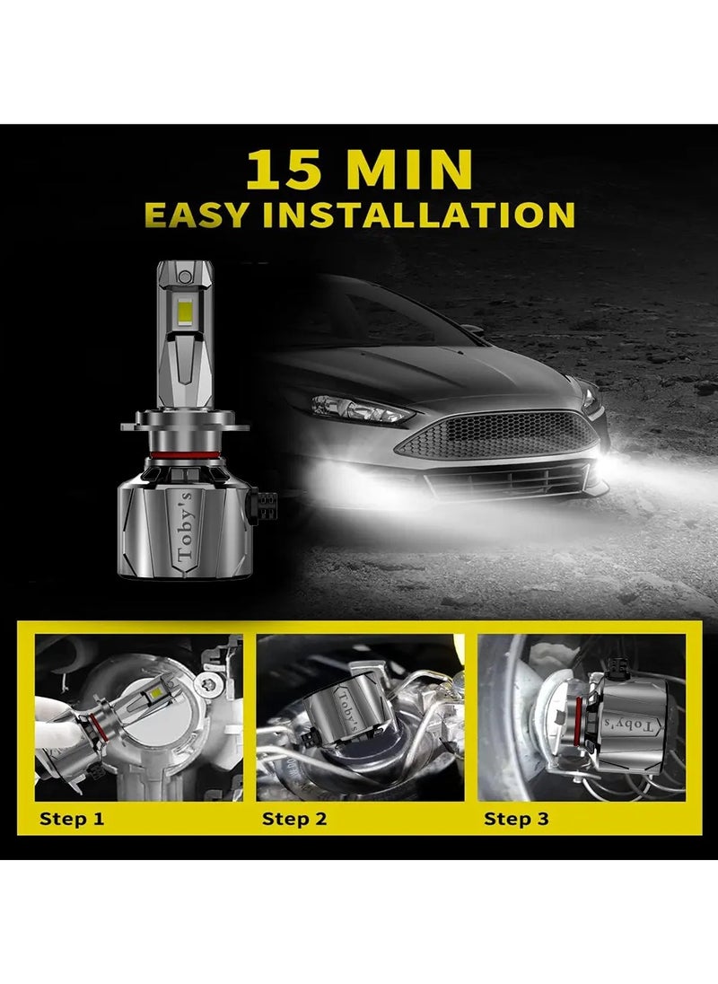 Toby's Toby's New Launch 2024 Upgraded U8-H11 LED Headlight with 150W/Pair Power 15000LM/Pair Lumens, Color Temperature 6500K Plug and Play, Non-Polarity, Fog Headlight  - Image 2