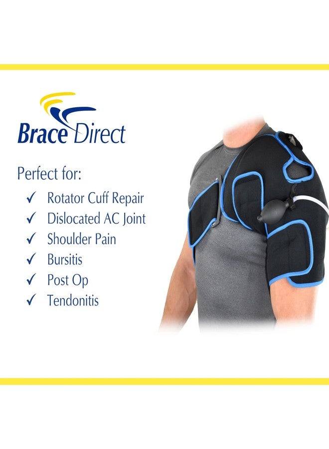 براس دايركت ضمادة كتف للعلاج بالتبريد المباشر من Brace Direct مع مضخة هواء ضغط قابلة للتعديل، مزودة بكمادة ثلج لتخفيف آلام الكتف، والإصابات، والعمليات الجراحية، والتهاب المفاصل، وتسريع الشفاء - Image 3