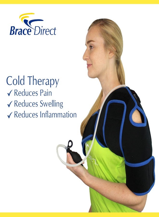 براس دايركت ضمادة كتف للعلاج بالتبريد المباشر من Brace Direct مع مضخة هواء ضغط قابلة للتعديل، مزودة بكمادة ثلج لتخفيف آلام الكتف، والإصابات، والعمليات الجراحية، والتهاب المفاصل، وتسريع الشفاء - Image 4