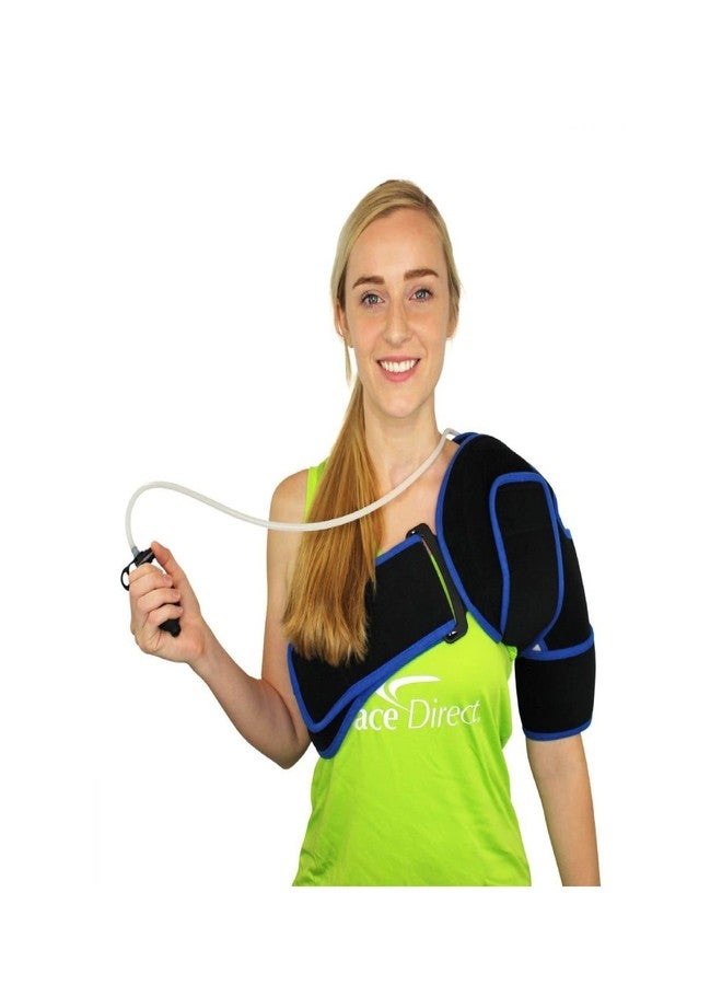 براس دايركت ضمادة كتف للعلاج بالتبريد المباشر من Brace Direct مع مضخة هواء ضغط قابلة للتعديل، مزودة بكمادة ثلج لتخفيف آلام الكتف، والإصابات، والعمليات الجراحية، والتهاب المفاصل، وتسريع الشفاء - Image 1