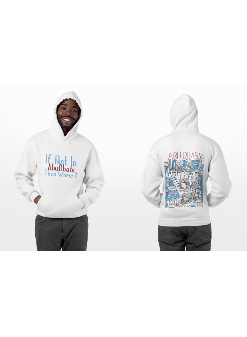 هودي أبيض مطبوع – تصميم، قطن ناعم، للجنسين - Image 1