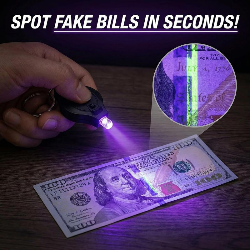 Ucfalfo 8 Pcs Mini UV Blacklight Keychain Torch - Portable Note Checker UV Light for Currency Detection - Image 5