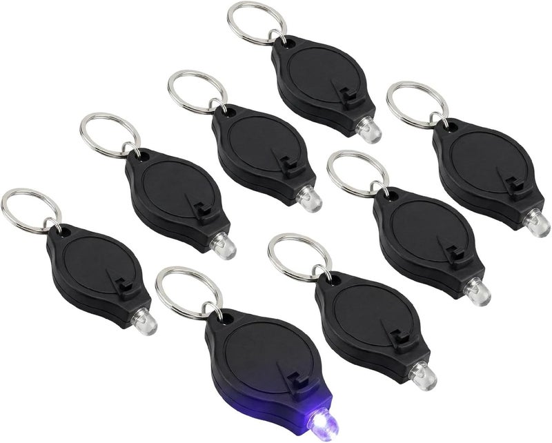 Ucfalfo 8 Pcs Mini UV Blacklight Keychain Torch - Portable Note Checker UV Light for Currency Detection - Image 1