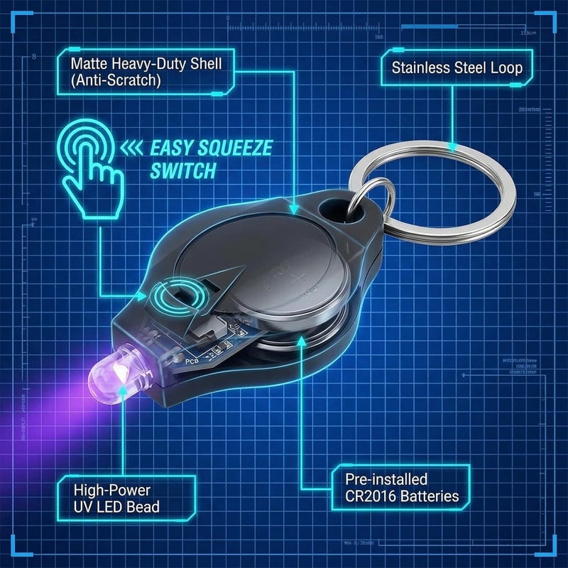 Ucfalfo 8 Pcs Mini UV Blacklight Keychain Torch - Portable Note Checker UV Light for Currency Detection - Image 3