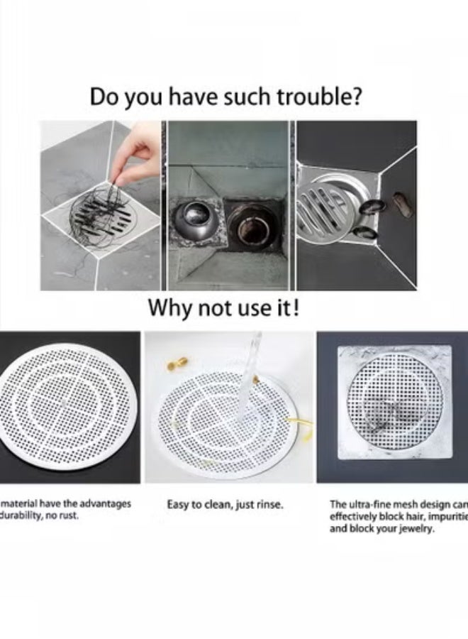 fantasize فلتر تصريف الدش 4 قطع - شبكة بلاستيكية لتمديد الشعر تصفية حوض الأرضية يمكن قصها سهلة التركيب والتنظيف - تناسب فتحات تصريف بأحجام مختلفة/حمام/حوض/بانيو/مطبخ - أبيض - Image 3