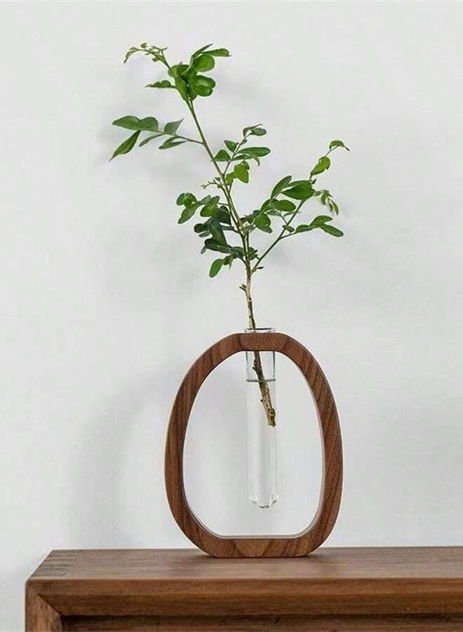 Generic 1-Piece Hydroponic Flower Arrangement Stand – Solid Wood and Glass Test Tube Vase for Home and Office Decor (2 Sizes)  - Image 3