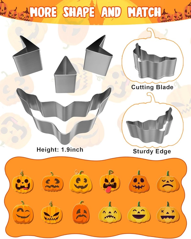 Roohiseng Pumpkin Carving Kit Tools for Kids, Halloween Cookie Cutters Set Stainless Steel, Safe Pumpkin Carving Stencils DIY Halloween Decoration Jack O Lanterns (23) - Image 5