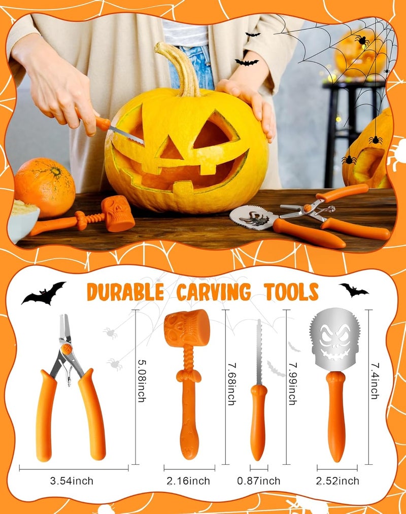 Roohiseng Pumpkin Carving Kit Tools for Kids, Halloween Cookie Cutters Set Stainless Steel, Safe Pumpkin Carving Stencils DIY Halloween Decoration Jack O Lanterns (23) - Image 3