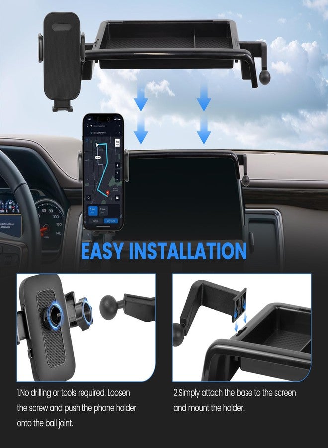 FETUSI Car Phone Holder Compatible with Chevy Suburban Tahoe/GMC Yukon 2021-2024 Accessories 10.2-Inch Screen Fixed Clip, Cell Phone Mount with Dash Center Console Organizer Hands-Free 360° Rotation - Image 4