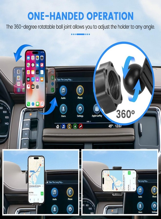 FETUSI Car Phone Holder Compatible with Chevy Suburban Tahoe/GMC Yukon 2021-2024 Accessories 10.2-Inch Screen Fixed Clip, Cell Phone Mount with Dash Center Console Organizer Hands-Free 360° Rotation - Image 5