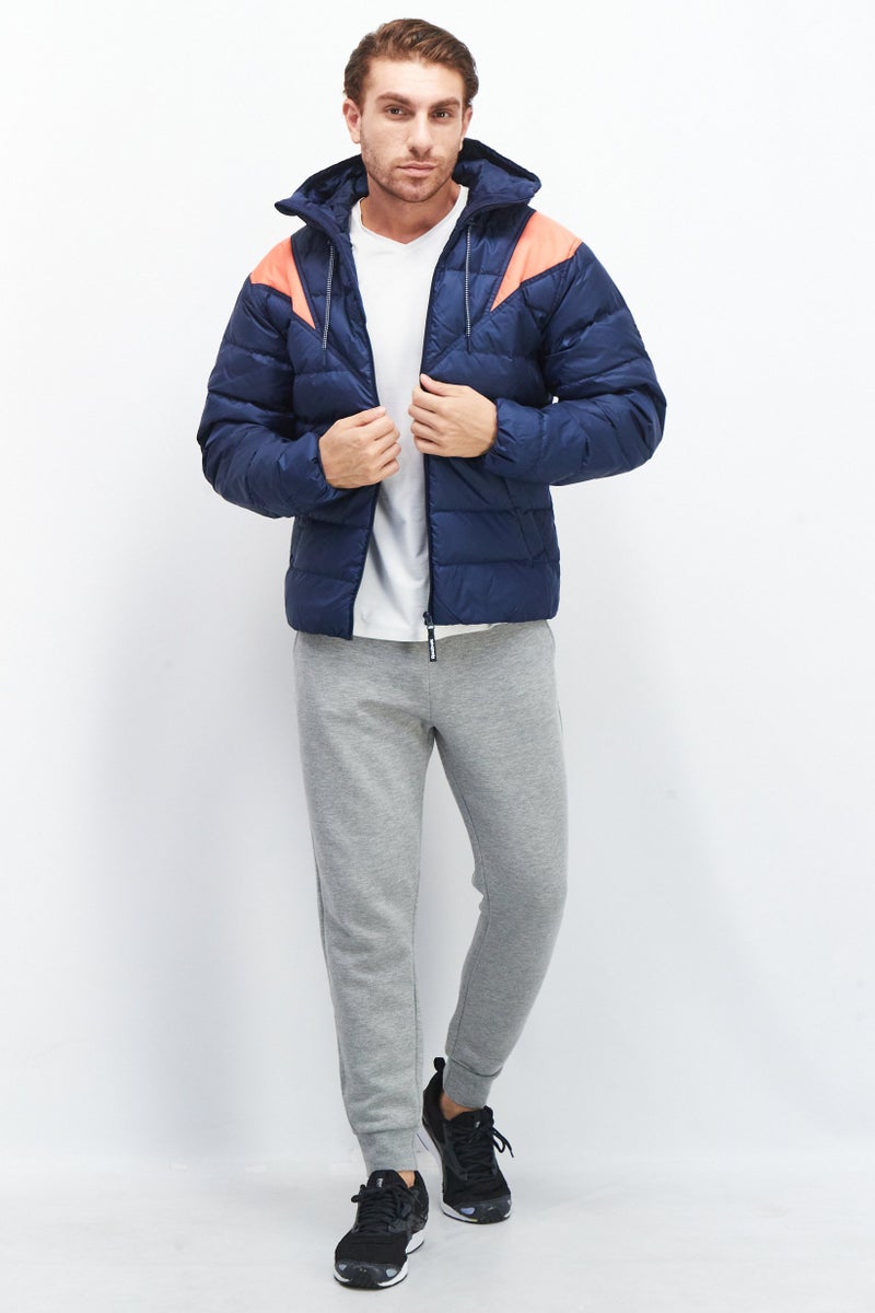 Reebok Men Sportswear Fit Hooded Puffer Jacket, Navy - Image 3